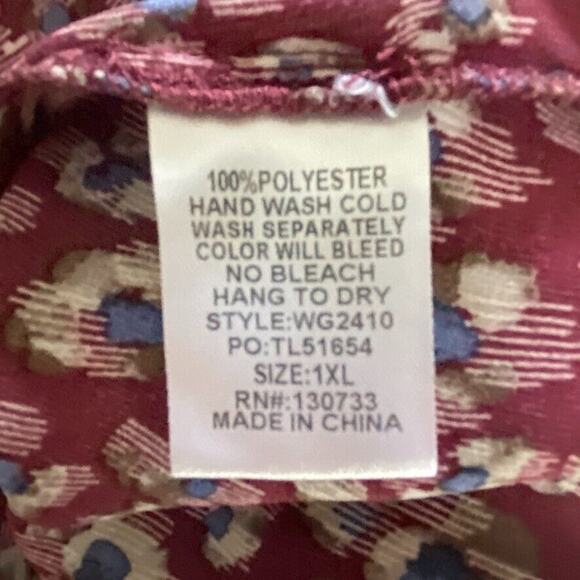 Umgee Dress Womens 1XL Burgandy Wine Baby Doll Long Sleeve Short Boho Chic - Picture 11 of 12